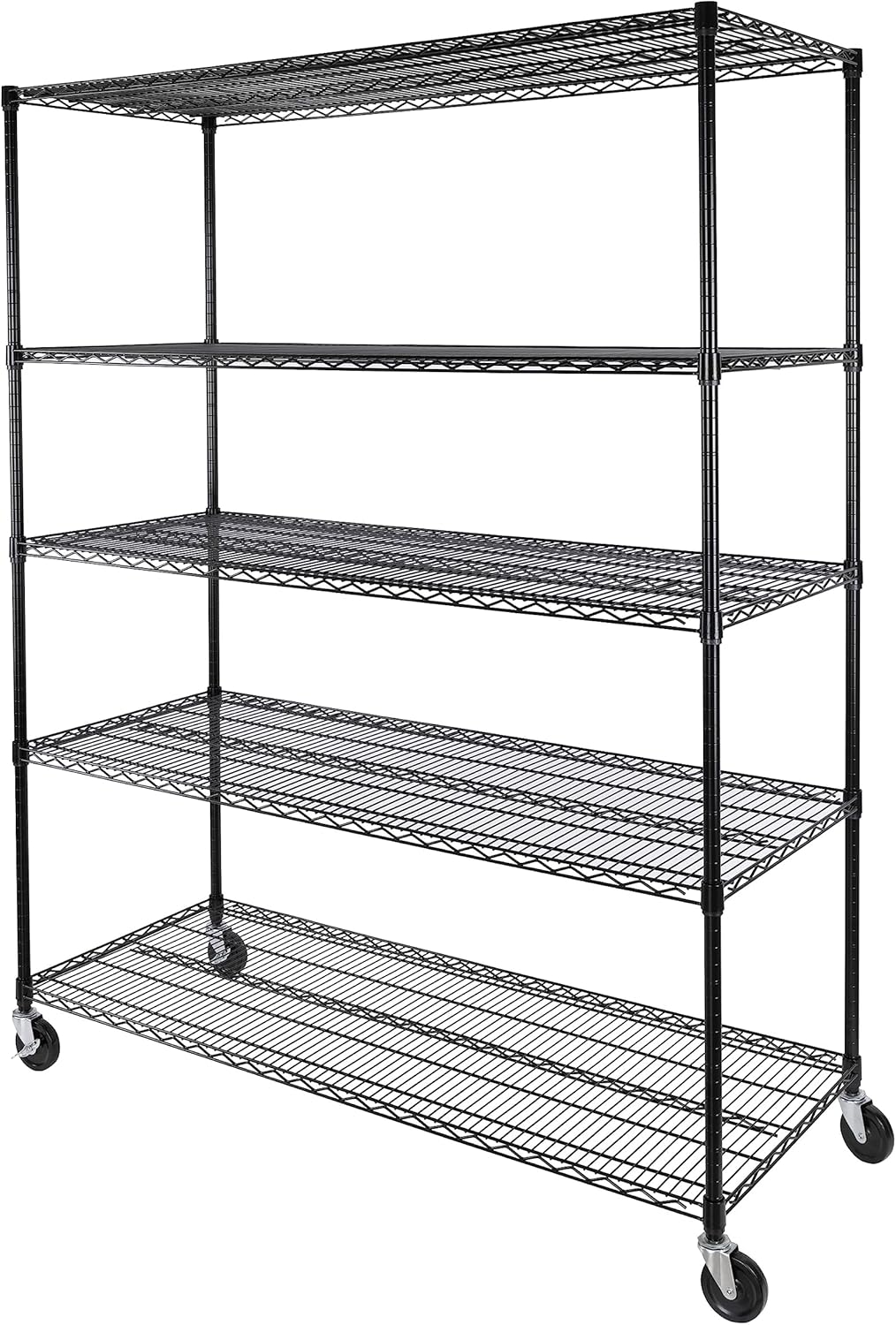 Seville Classics UltraDurable Heavy Duty NSF Solid Steel Wire Rack Storage Unit, Organizer for Garage, Warehouse, Office, Restaurant, Classroom, Kitchen, Black, 5-Tier Shelving, 60 W x 24 D