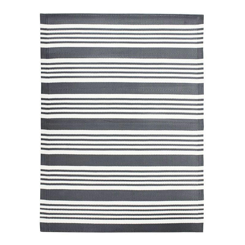 NATOU - Tapis d'extérieur à rayures gris 180x240