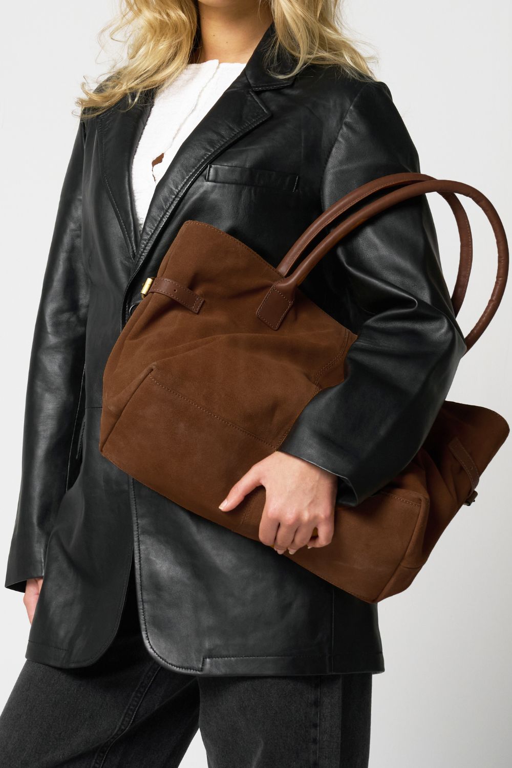 Barneys Originals Brown Real Suede Tote Bag
