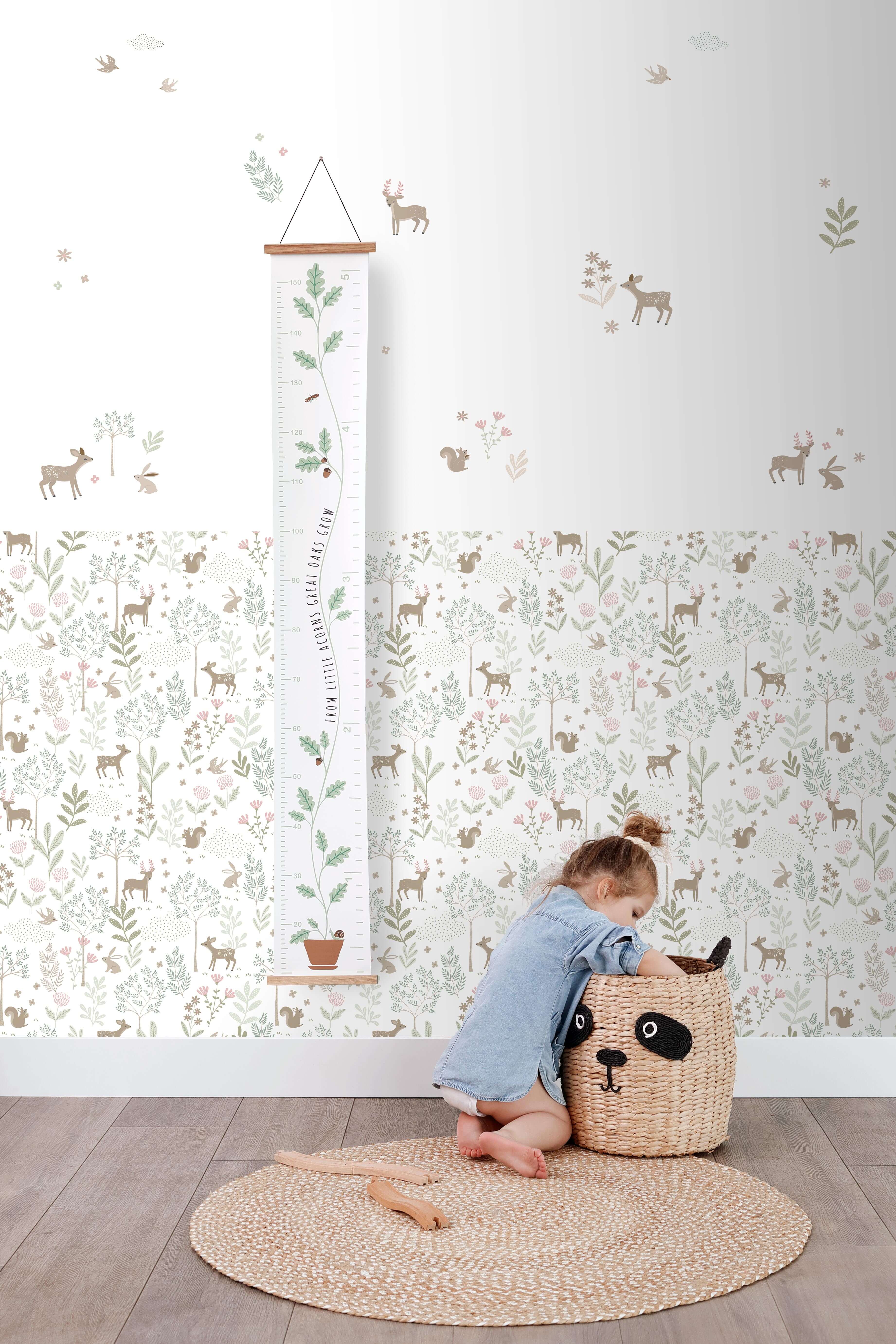 ESTAhome muursticker hertjes beige en groen - 33 x 47.5 cm - 156118