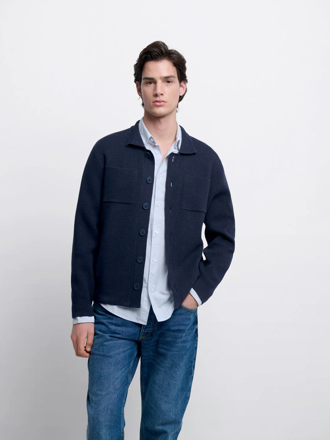 Cardigan col chemise en coton bio