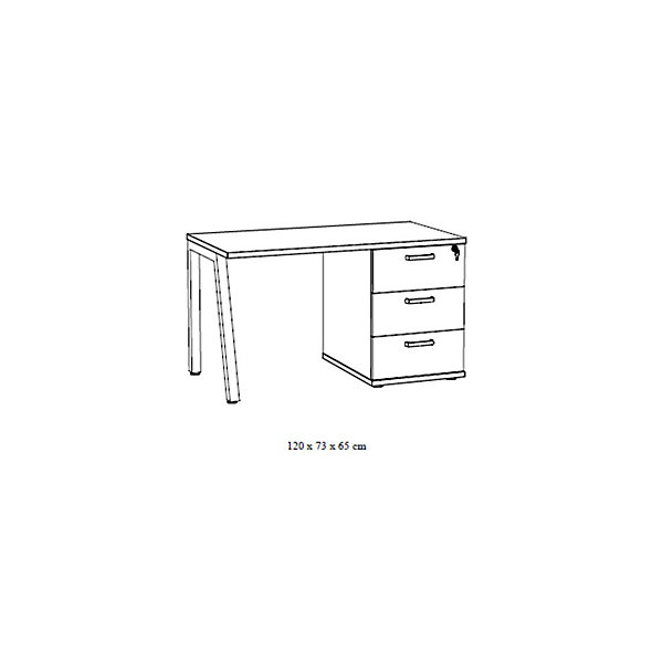 Bureau robuste chene doré avec caisson 3 tiroirsCollection SUZISpécial petit espace