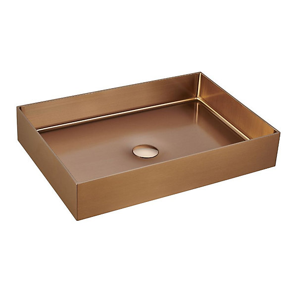 Aurum Vasque à poser en Acier inoxydable 304, 55x38x11cm sans trop-plein   Bonde, Cuivre brossé PVD (SATAUR5538BRG)