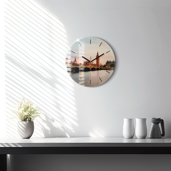 Zegar szklany ścienny do salonu Big Ben panorama Londynu
