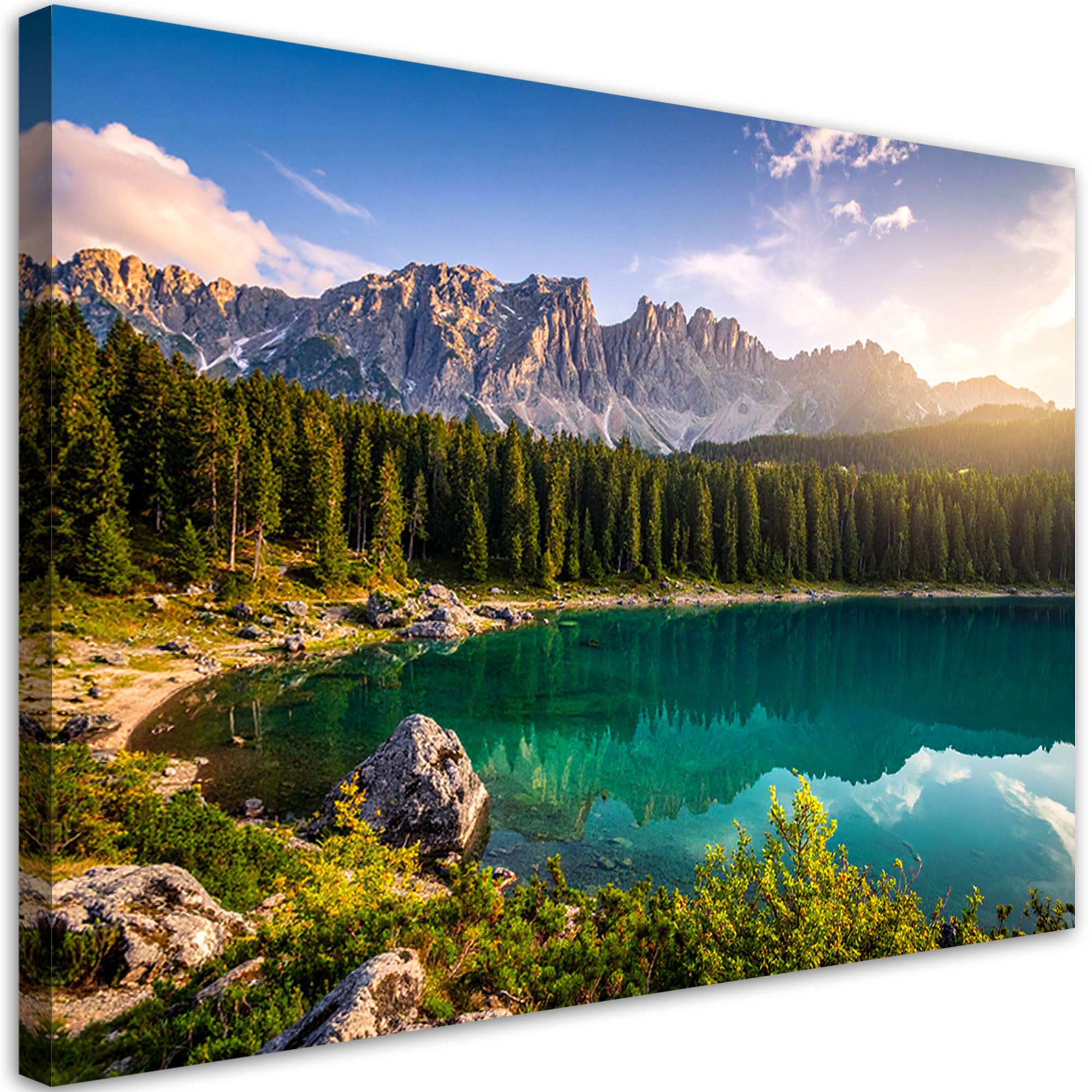 Obraz do salonu sypialni biura, Krajobraz jezioro góry las natura 30x20
