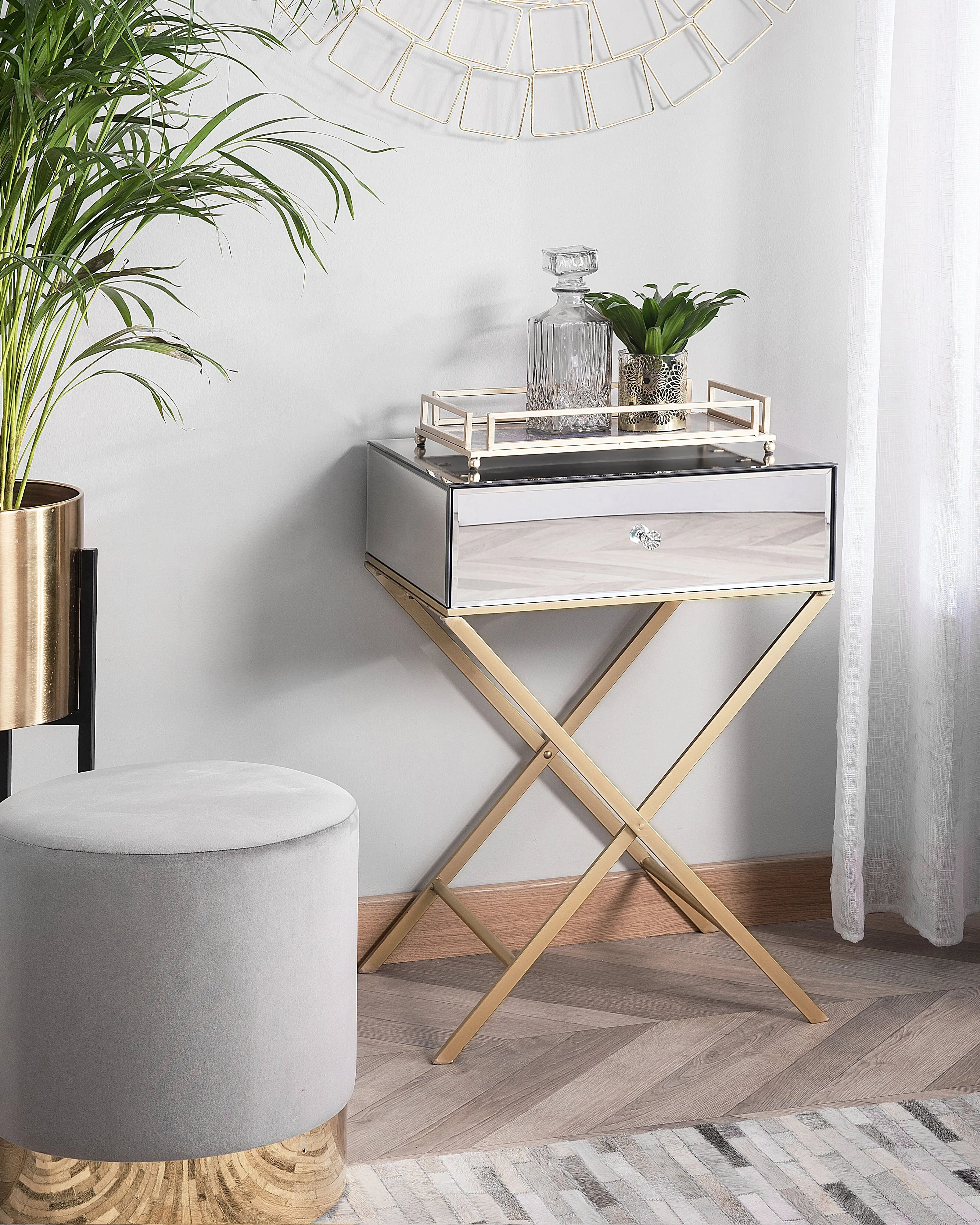 Side Table VIVY Glass Mirrored Silver
