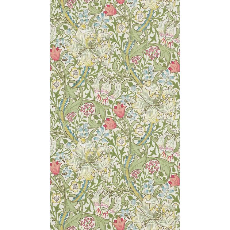 Morris & Co. Golden Lilies on Green Floral Wallpaper