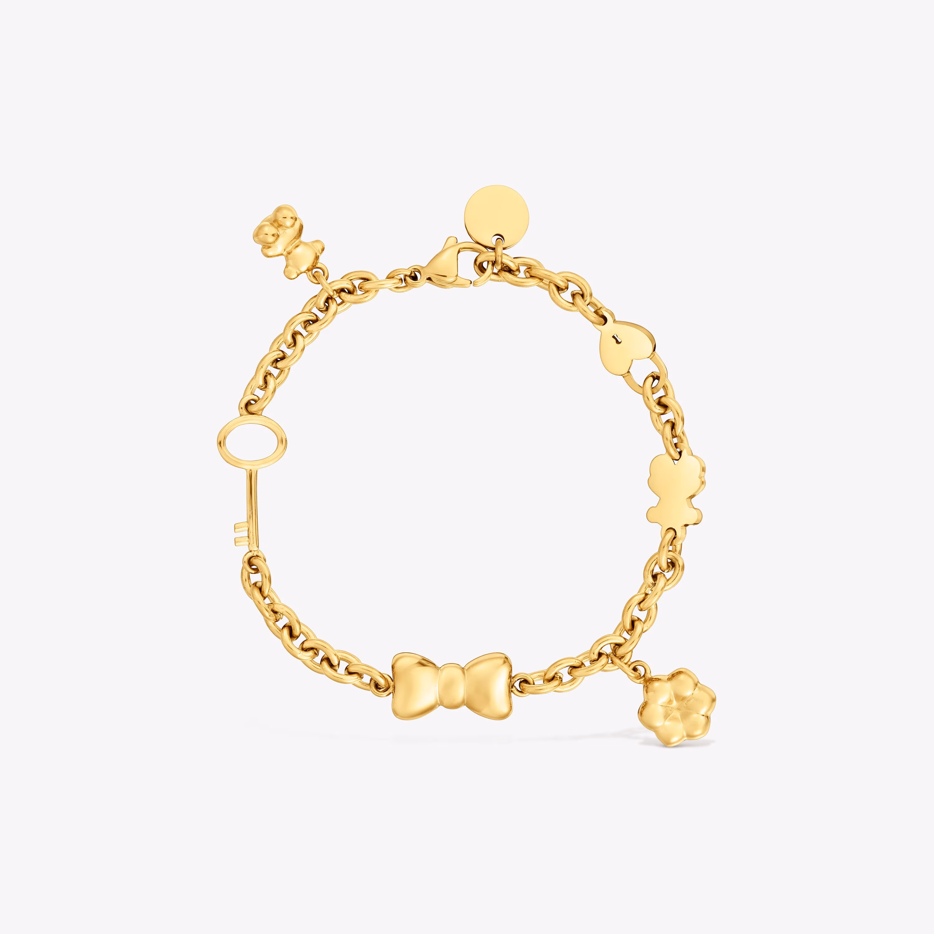 Pulsera cadena de acero dorado y motivos TOUS Charming