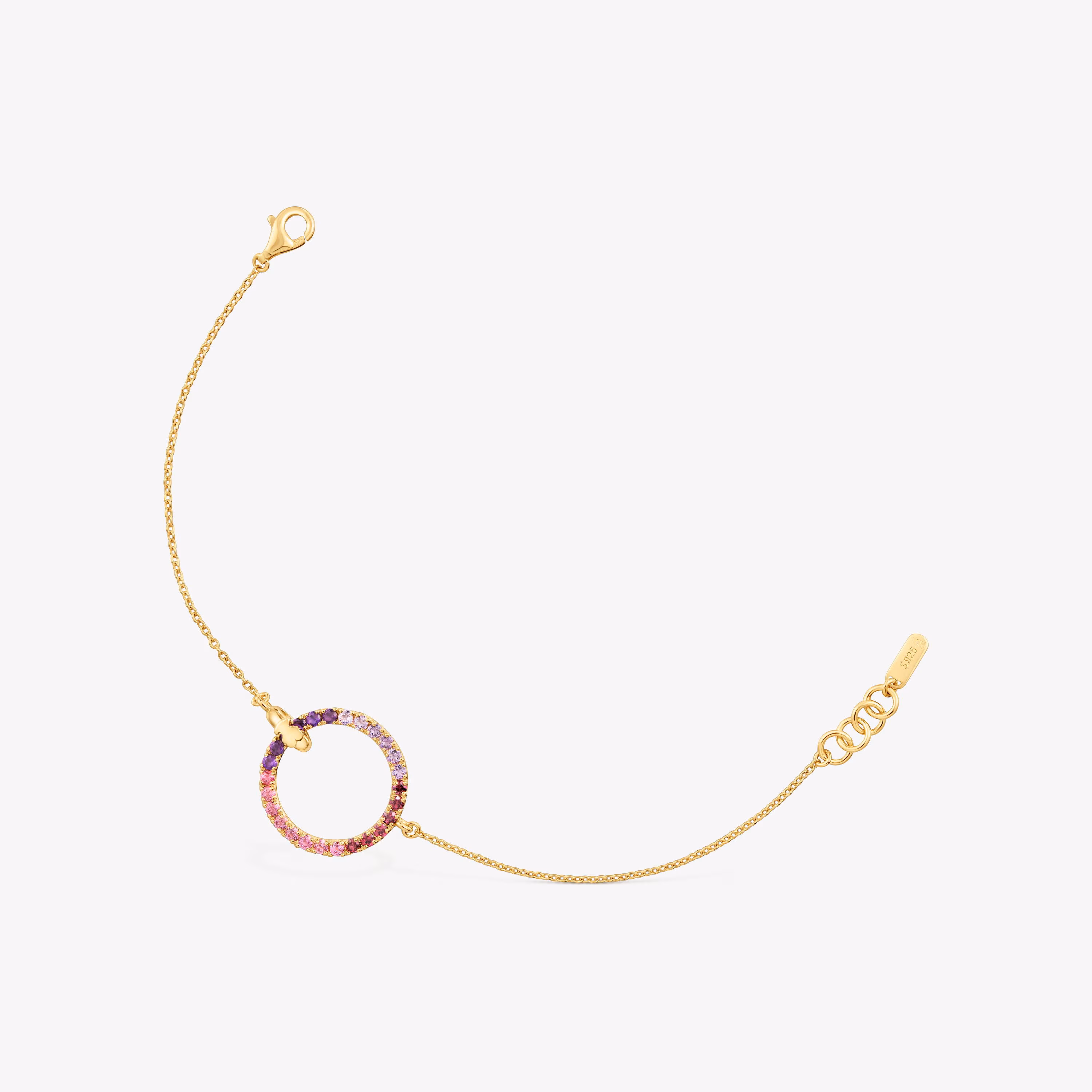 Pulsera cadena con baño de oro 18 kt sobre plata y gemas Straight