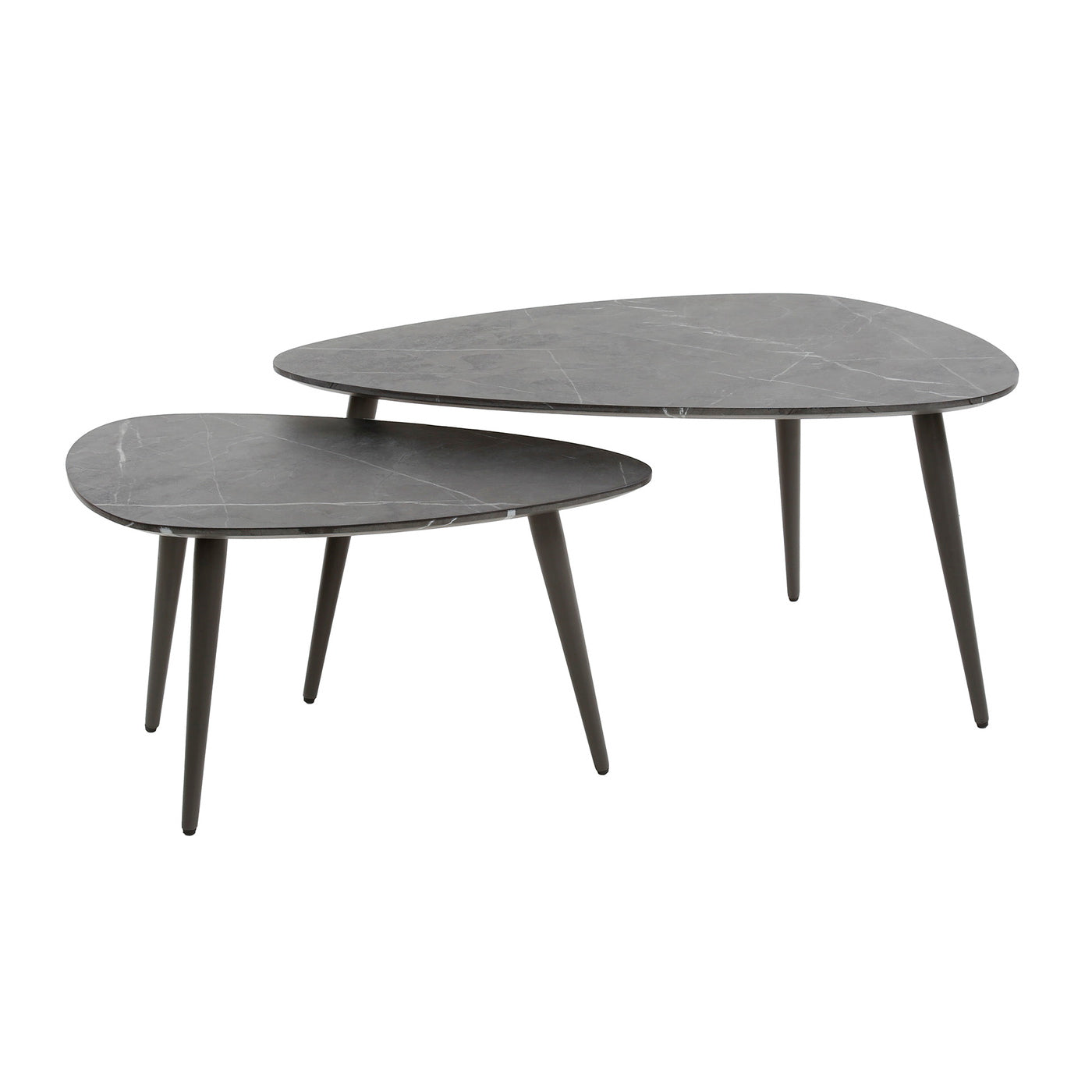 Giga Meubel Salontafel Pear Shaped - Keramieklook - Set van 2 - 80x44x40cm