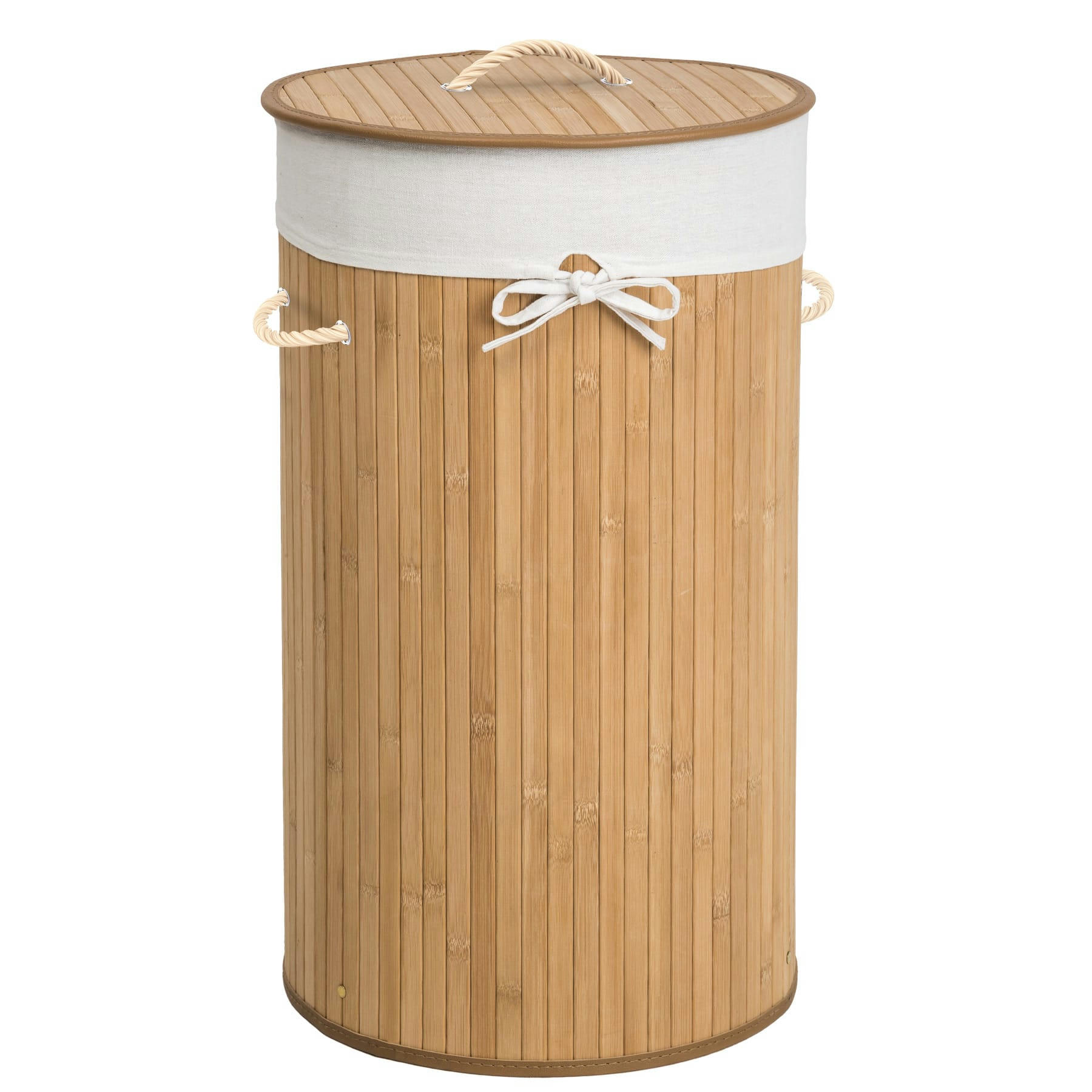 - Panier à linge rond en Bambou beige