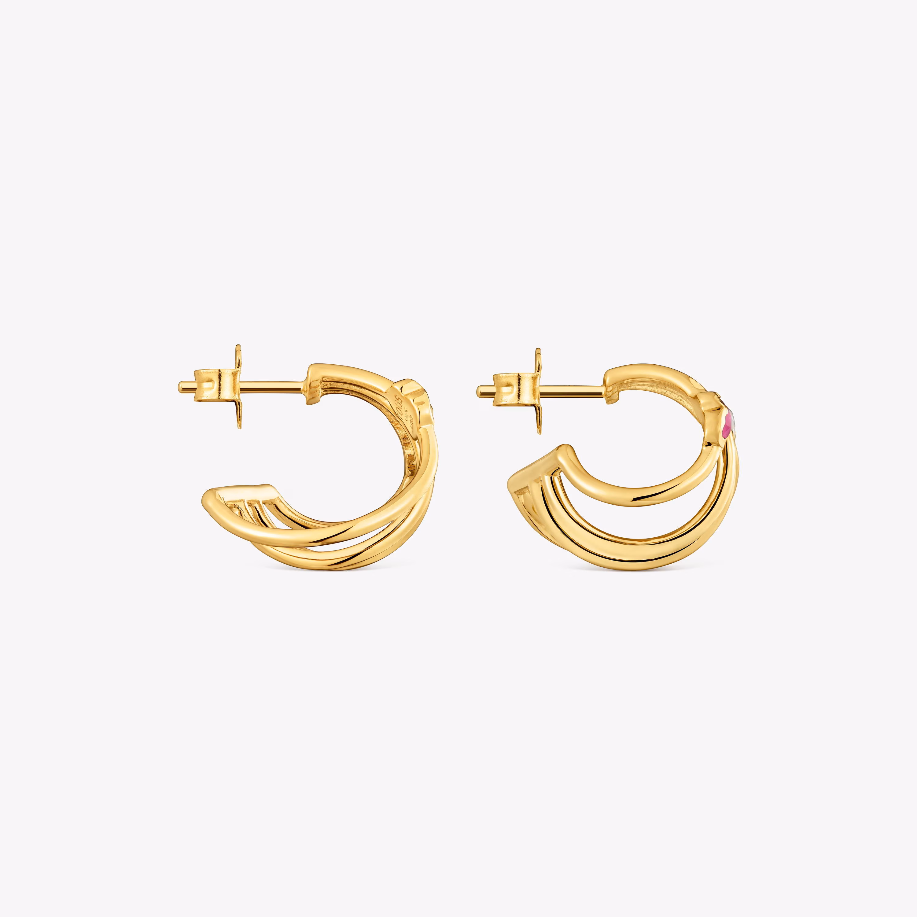Pendientes aro con baño de oro 18 kt sobre plata y gemas creadas en laboratorio Icon Color LGG