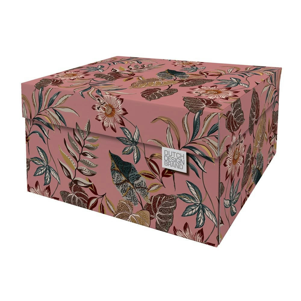 FLORAL GARDEN - Boite de rangement floral garden 39,5x32x21cm carton rose