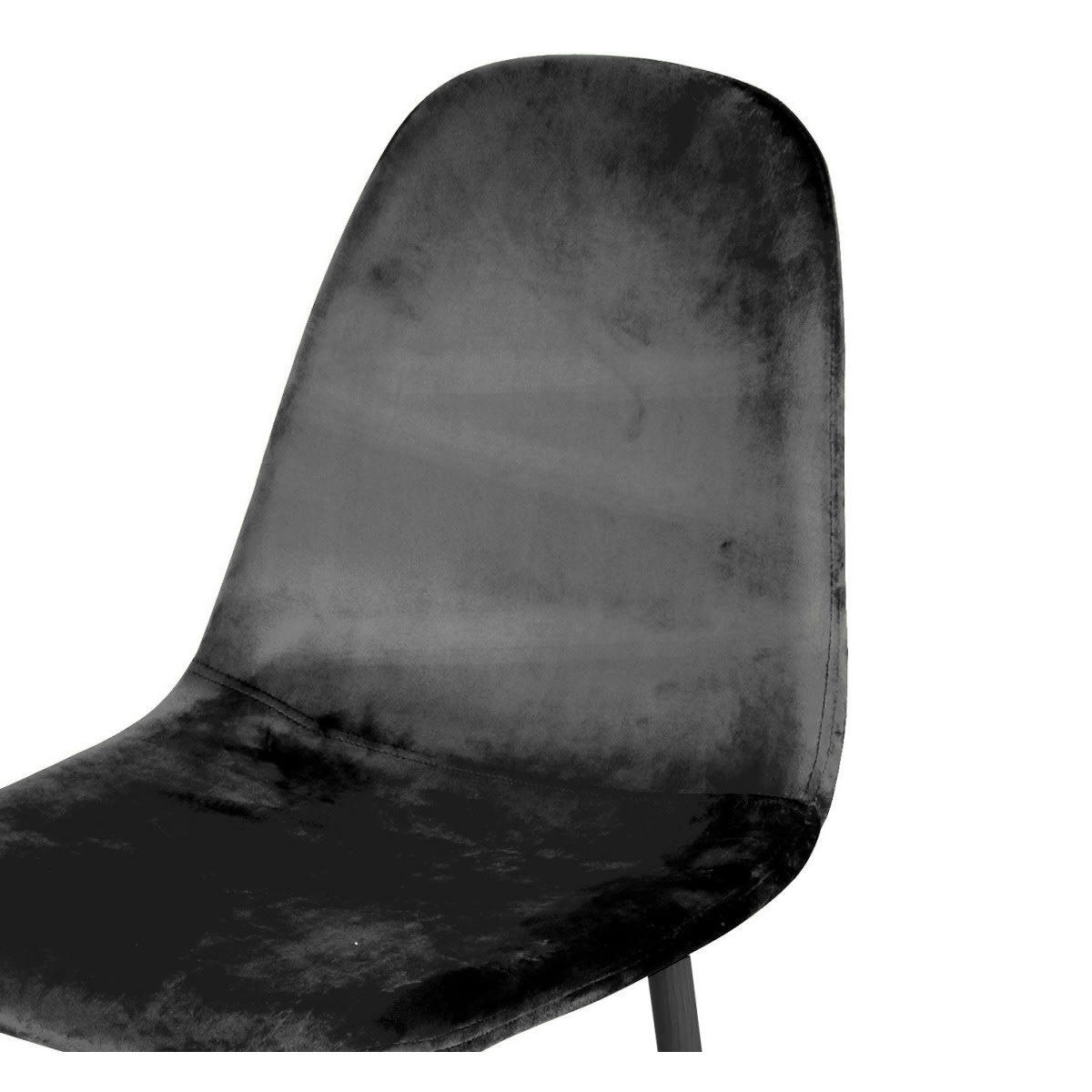 - Chaise en velours noir pieds en métal noir 44x53x88cm