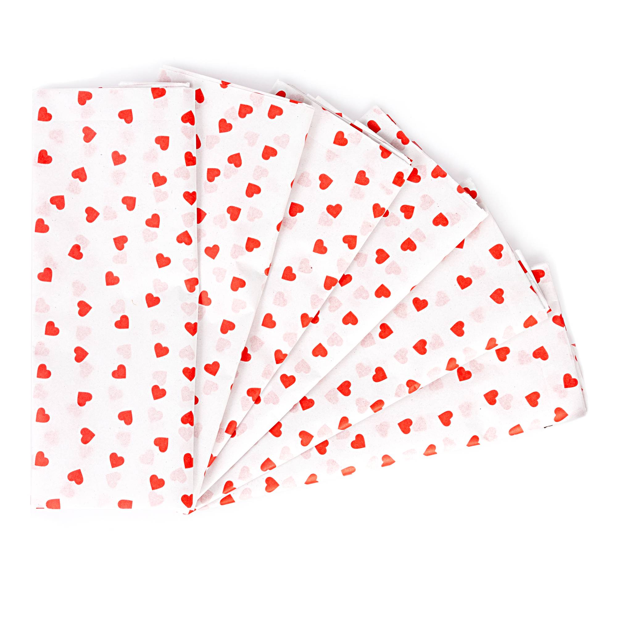 Red Heart Printed Tissue Paper 50cm x 75cm 6 Pack