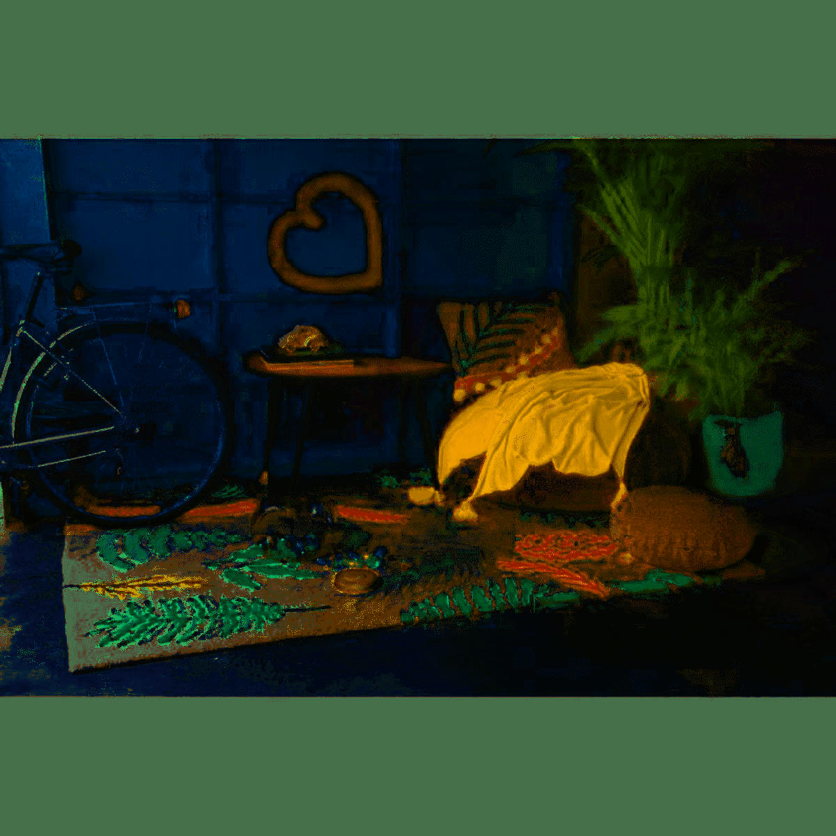 PLANTES ET FLEURS - Tapis coton motif plantes et fleurs 140x200