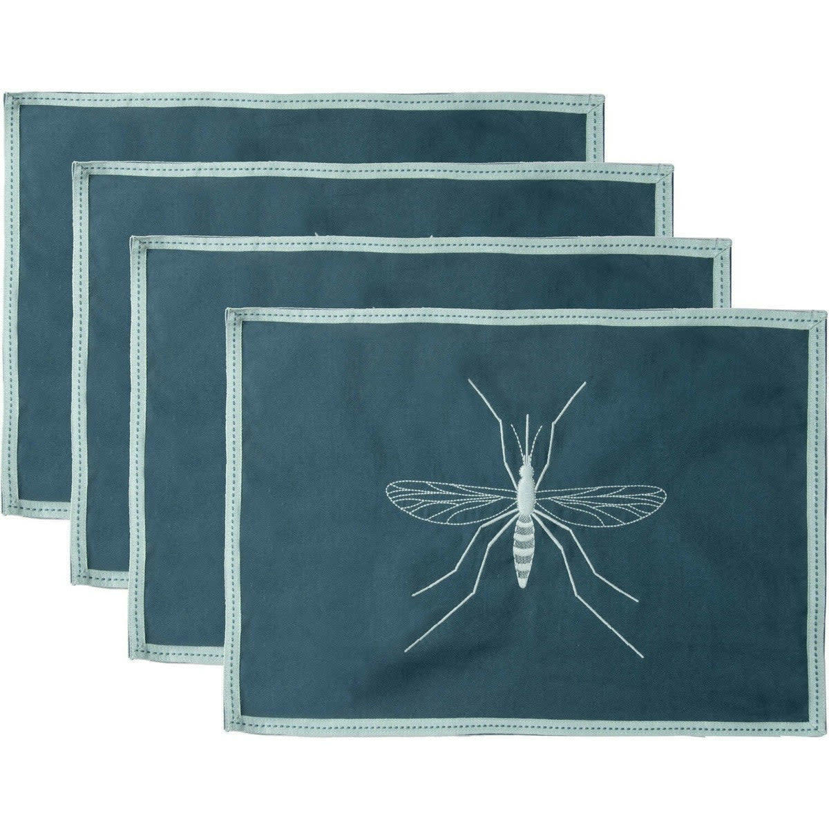 MOSQUITO - Sets de table (x4) coton  35x50 bleu paon