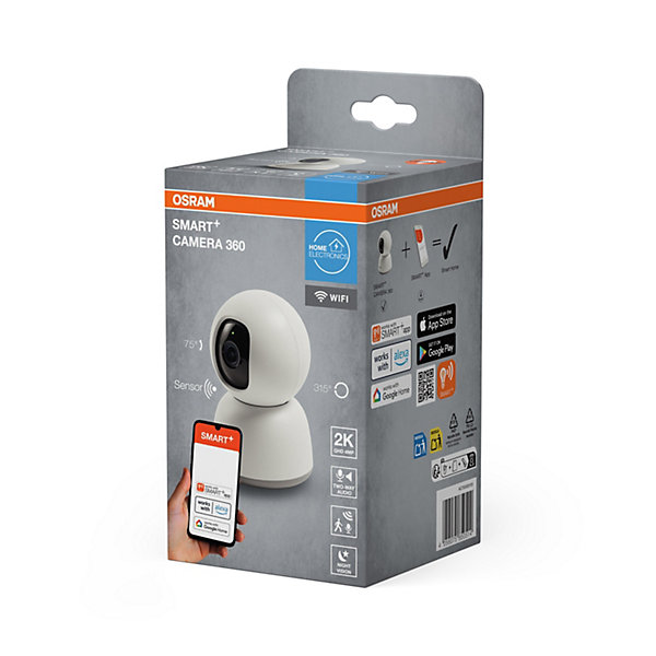OSRAM CaméraSMART  WiFi 360 4MP 2K QHD Pan-Tilt Blanc