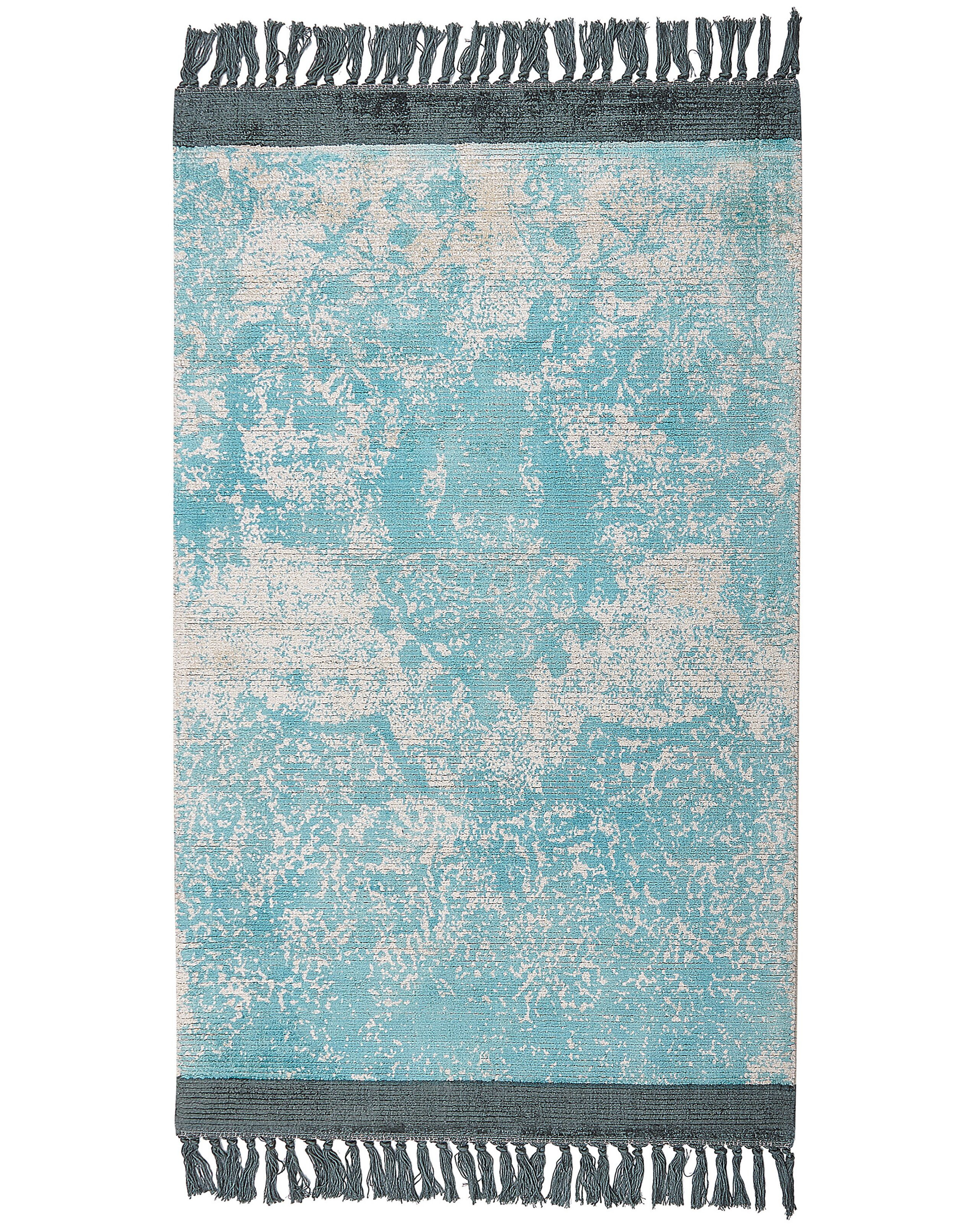 Dywan z wiskozy 80x150 cm niebieski z beżowym
