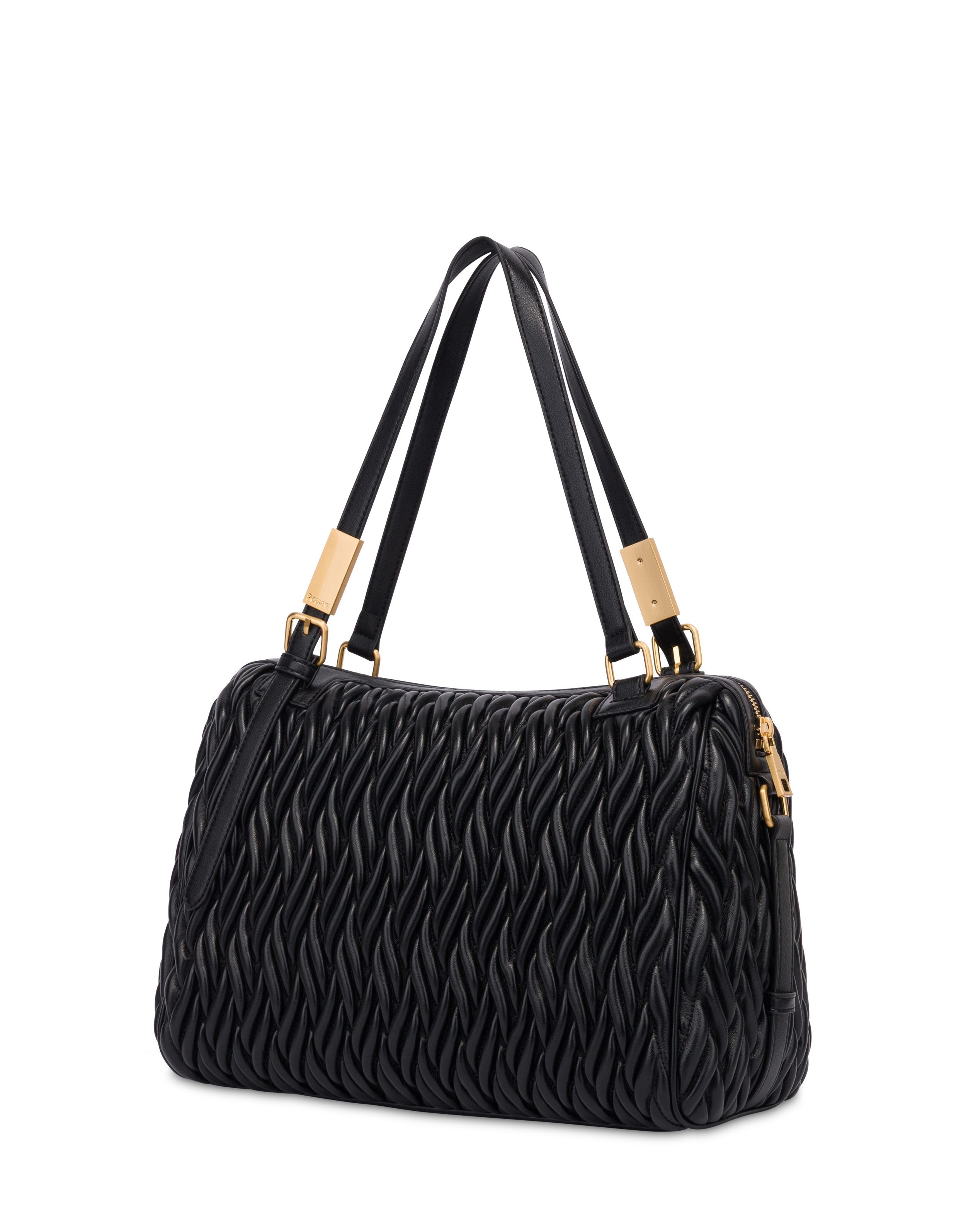 Borsa A Spalla Alba In Quilted Pu E Soft Pu Nero/nero