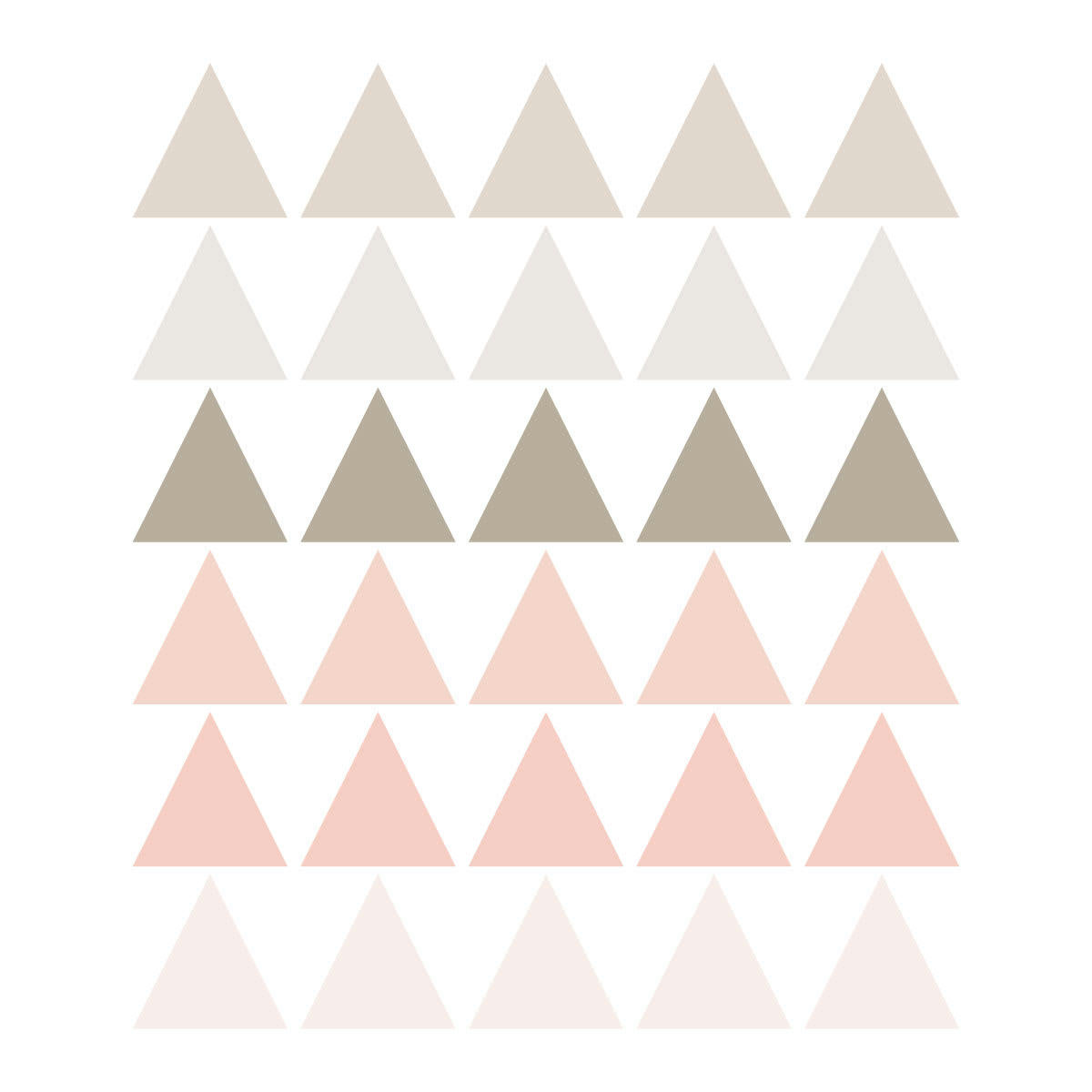 TRIANGLES1 - Stickers mureaux en vinyle triangles rose et gris tourterelle