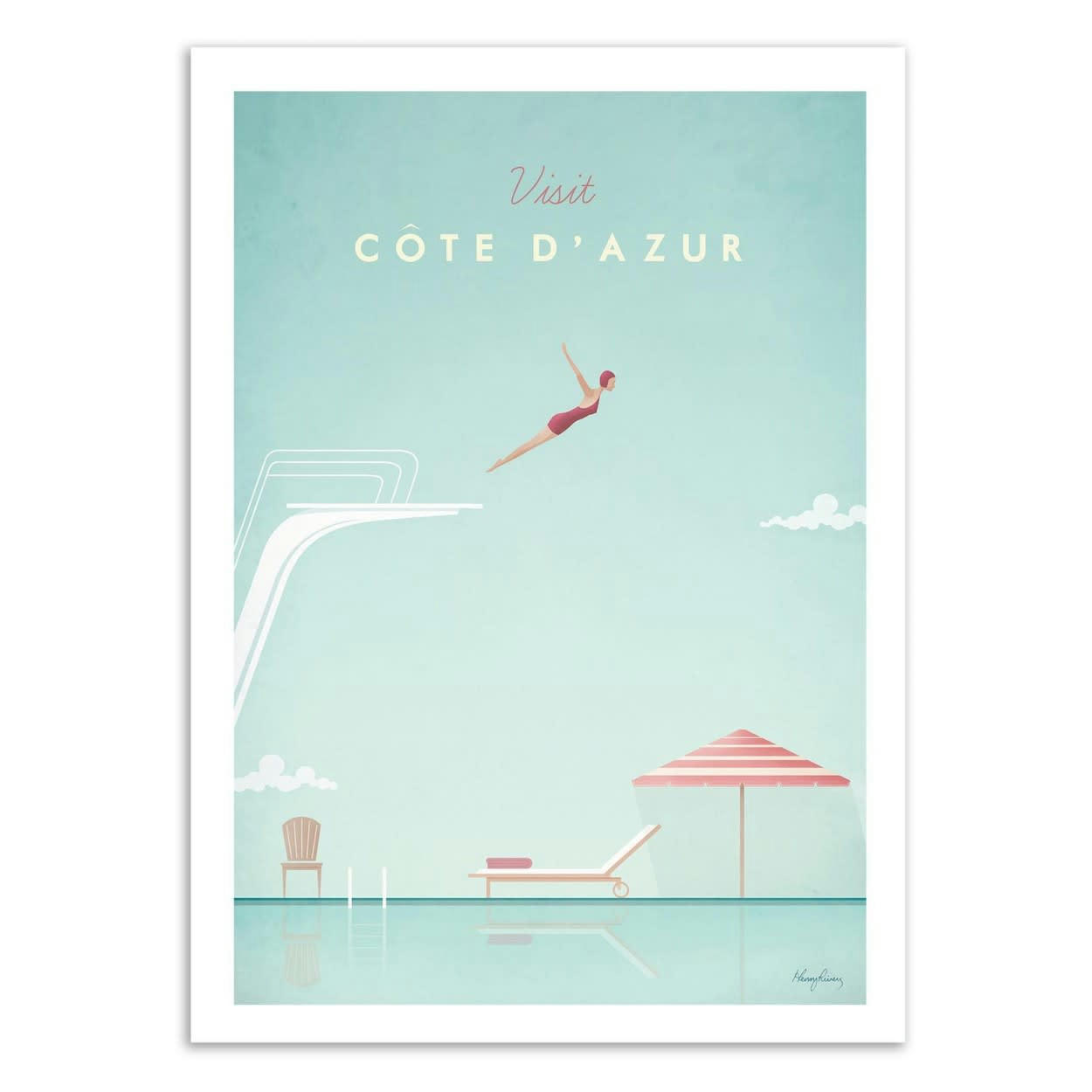 HENRY RIVERS - VISIT COTE D'AZUR - Affiche d'art 50 x 70 cm