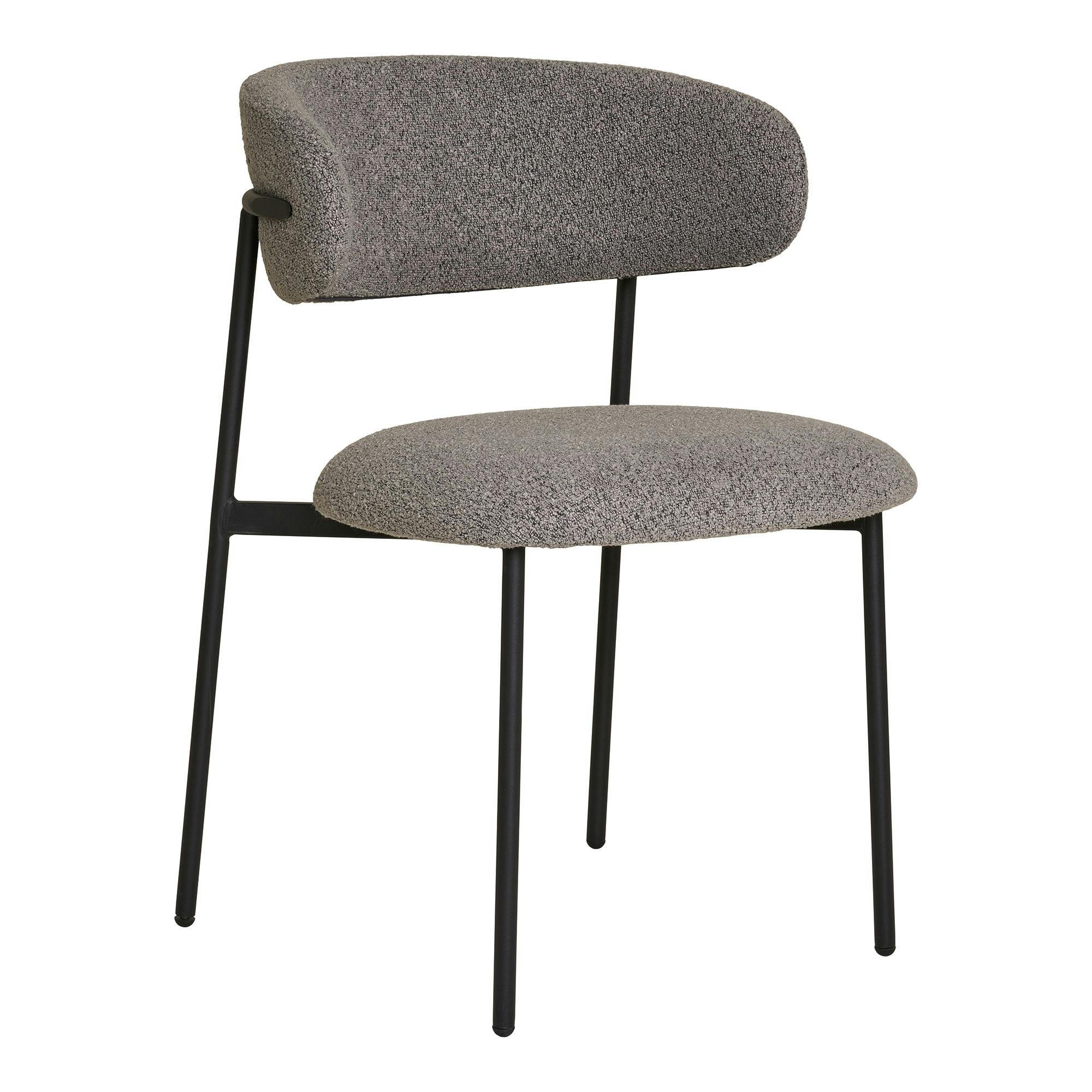 Chaise gris clair en bouclette avec dossier arrondi (lot de 2) MONTREUX