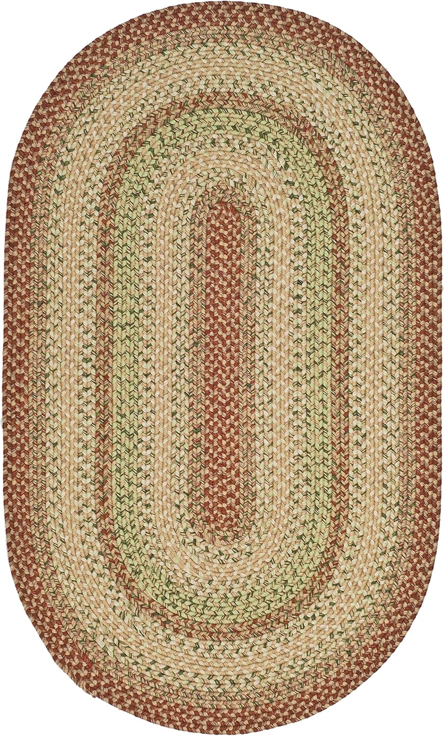 SAFAVIEH Washable Rug Outdoor Braided Collection - 8' x 10' Oval, Rust & Multi, Handmade & Reversible, Non-Shedding & Easy to Clean, Ideal for Patio, Backyard, Mudroom (BRD303A)