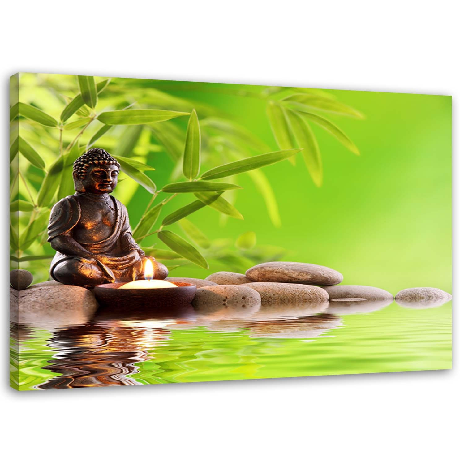 Feeby Obraz na płótnie Budda i bambusowe liście 60x40