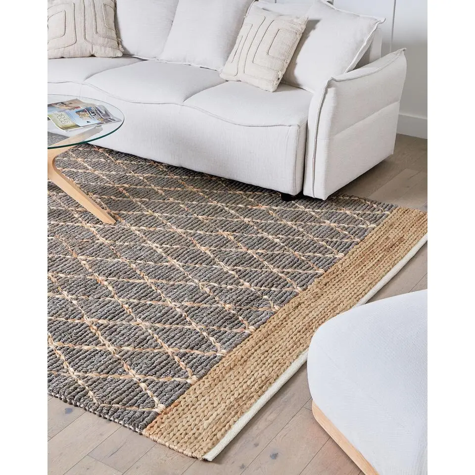 TELLIKAYA - Loper vloerkleed - Grijs - 200 x 300 cm - Jute