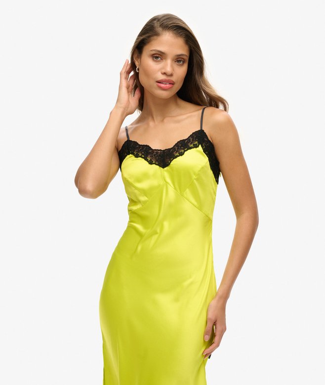 Lace Satin Midi Dress