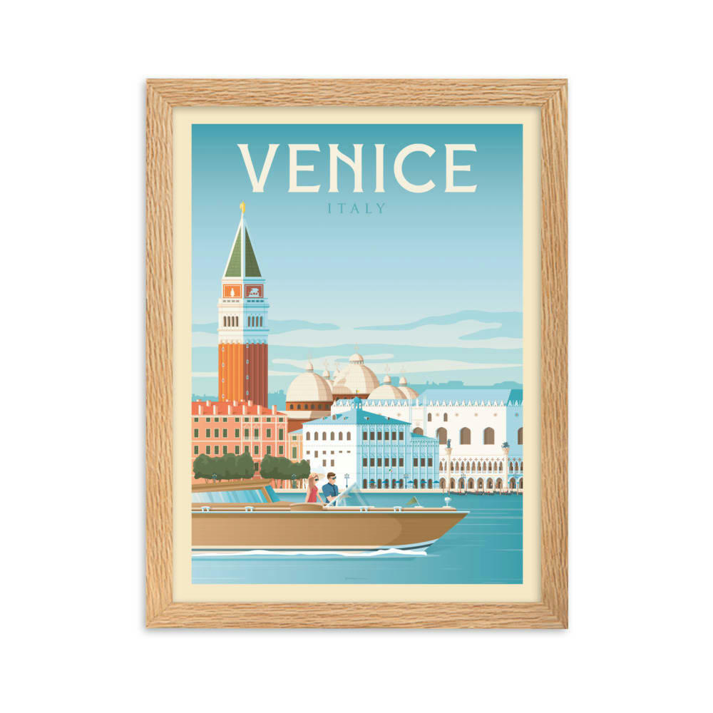 - Affiche Venise Italie avec Cadre (Bois) 21x29,7 cm