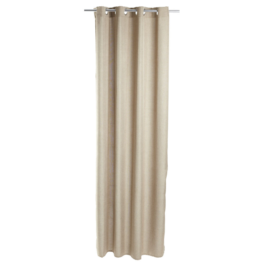 Rideau occultant à oeillets effet lin 140x240cm - 2 coloris beige ou gris