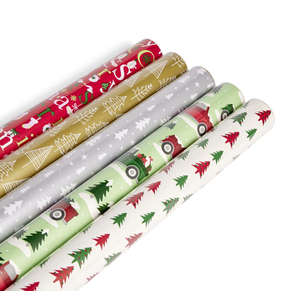Rouleau papier cadeau No&euml;l à motifs 8m (6 modèles)