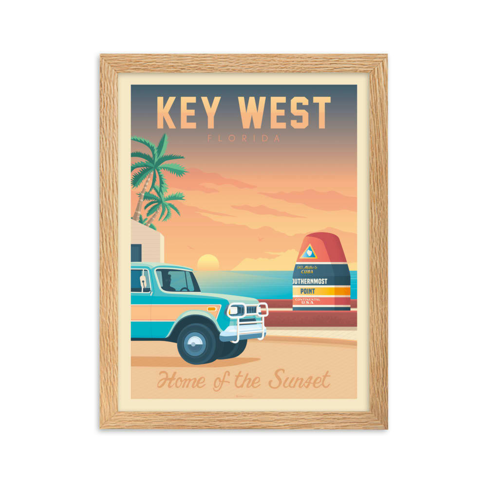 - Affiche Key West Southernmost Point avec Cadre (Bois) 21x29,7 cm