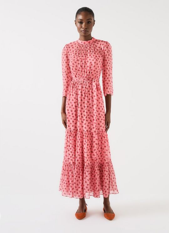 Olivia Pink Silk Midi Dress