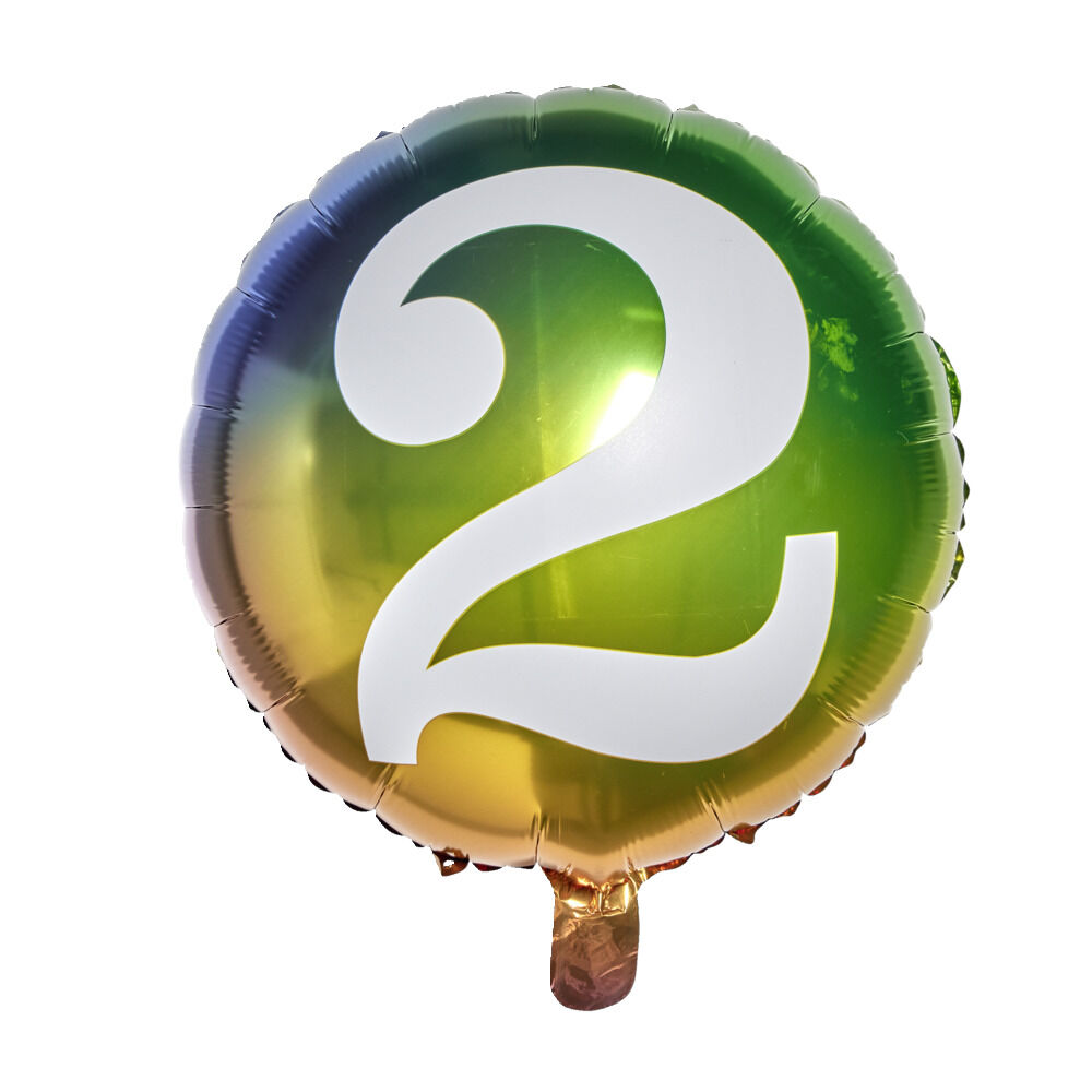 Ballon alu chiffre 2 métallisé multicolore Ø45cm