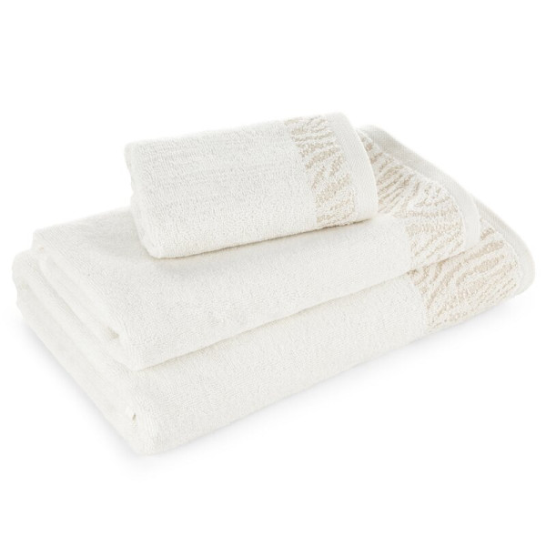 Ręcznik Margo 1 50x90 biały z ozdobną bordiurą przetykaną błyszczącą nicią
