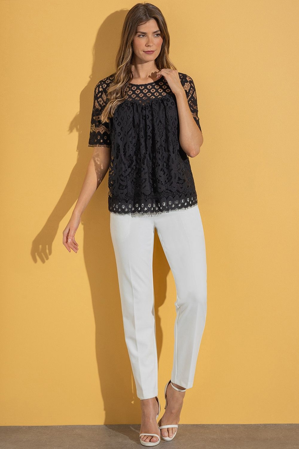 Klass. Short Sleeve Lace Top