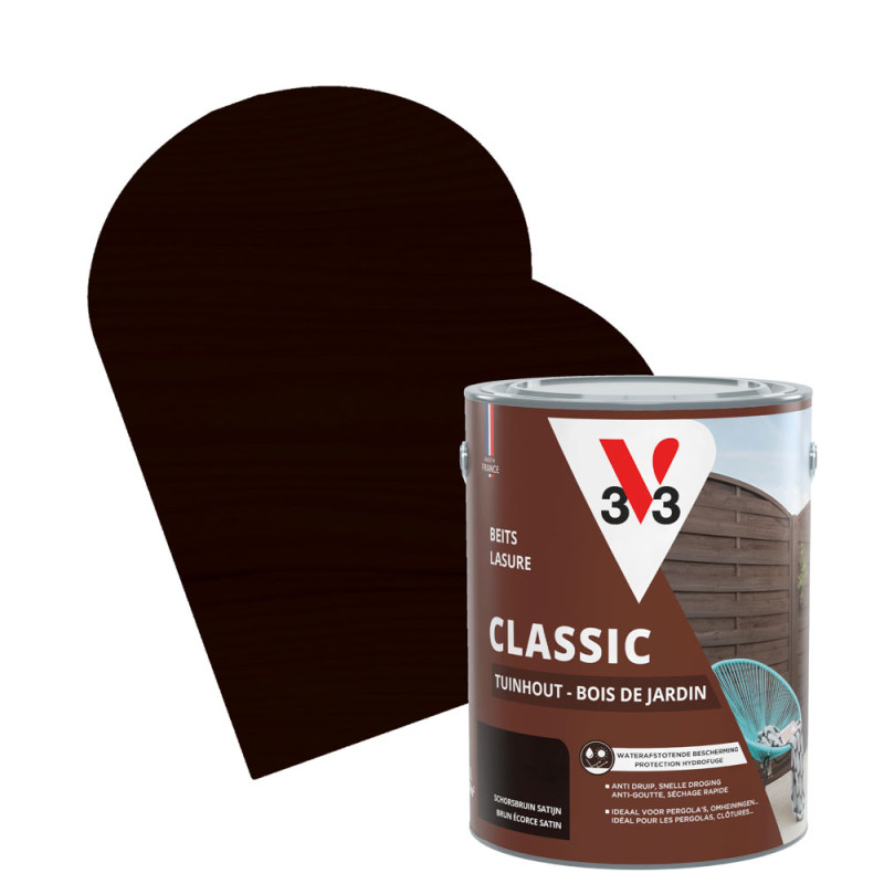 Lasure pour bois de jardin Classic brun écorce 5 L V33