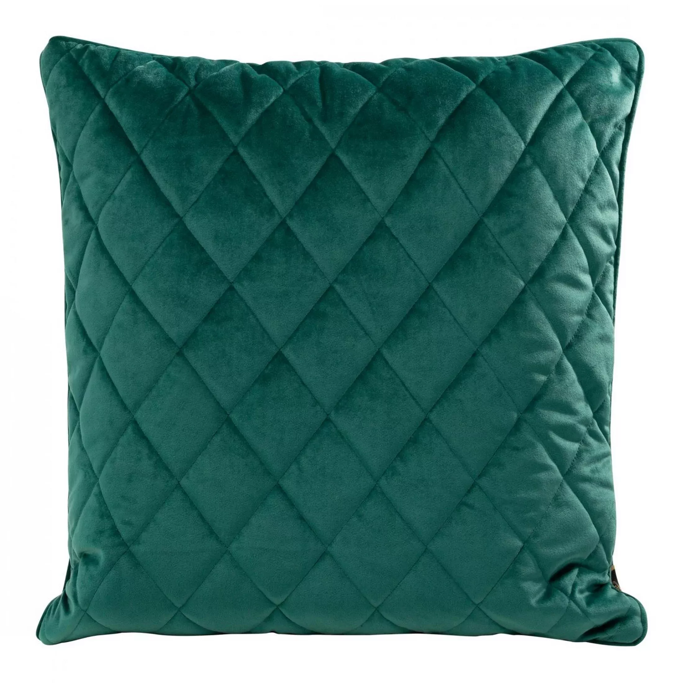 Poduszka 50 x 50 cm ciemnoturkusowa pikowana we wzór karo z ozdobną wypustką na brzegach VELVET 28