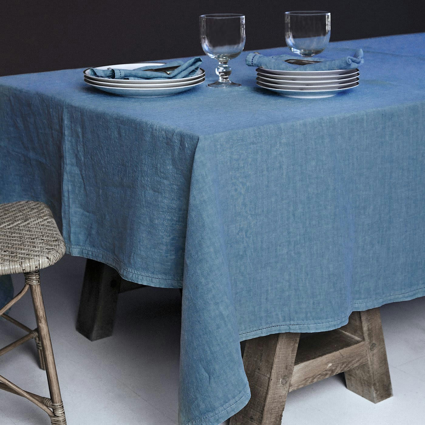 BASES DE LA TABLE - Nappe  Lin pur lavé  Turquoise 180x300