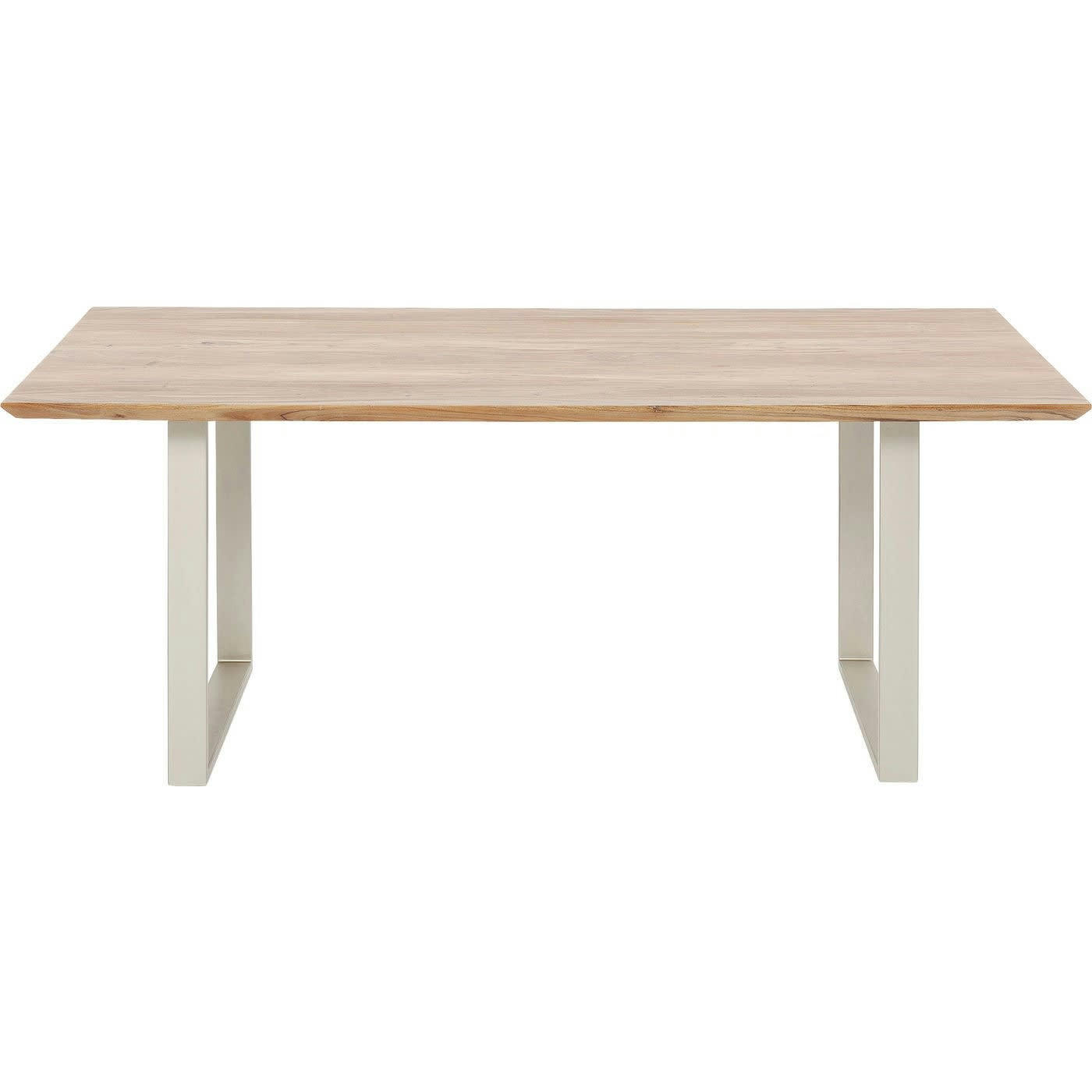 SYMPHONY - Table à manger 6 personnes acacia biseauté et acier argenté L160