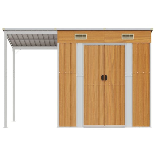 NNEVL Garden Shed with Extended Roof Light Brown 277x110.5x181 cm Steel