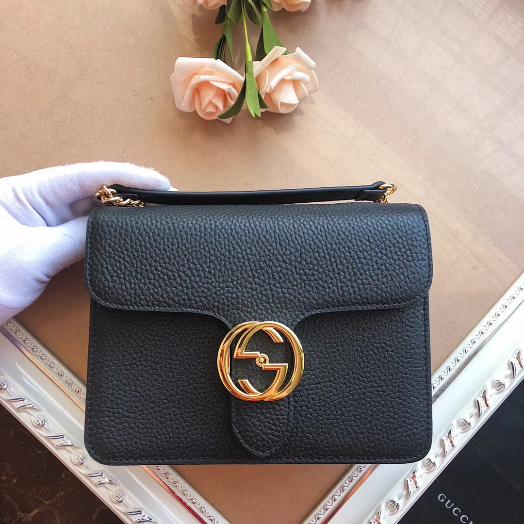 Gucci Litchi Pattern Crossbody Bag