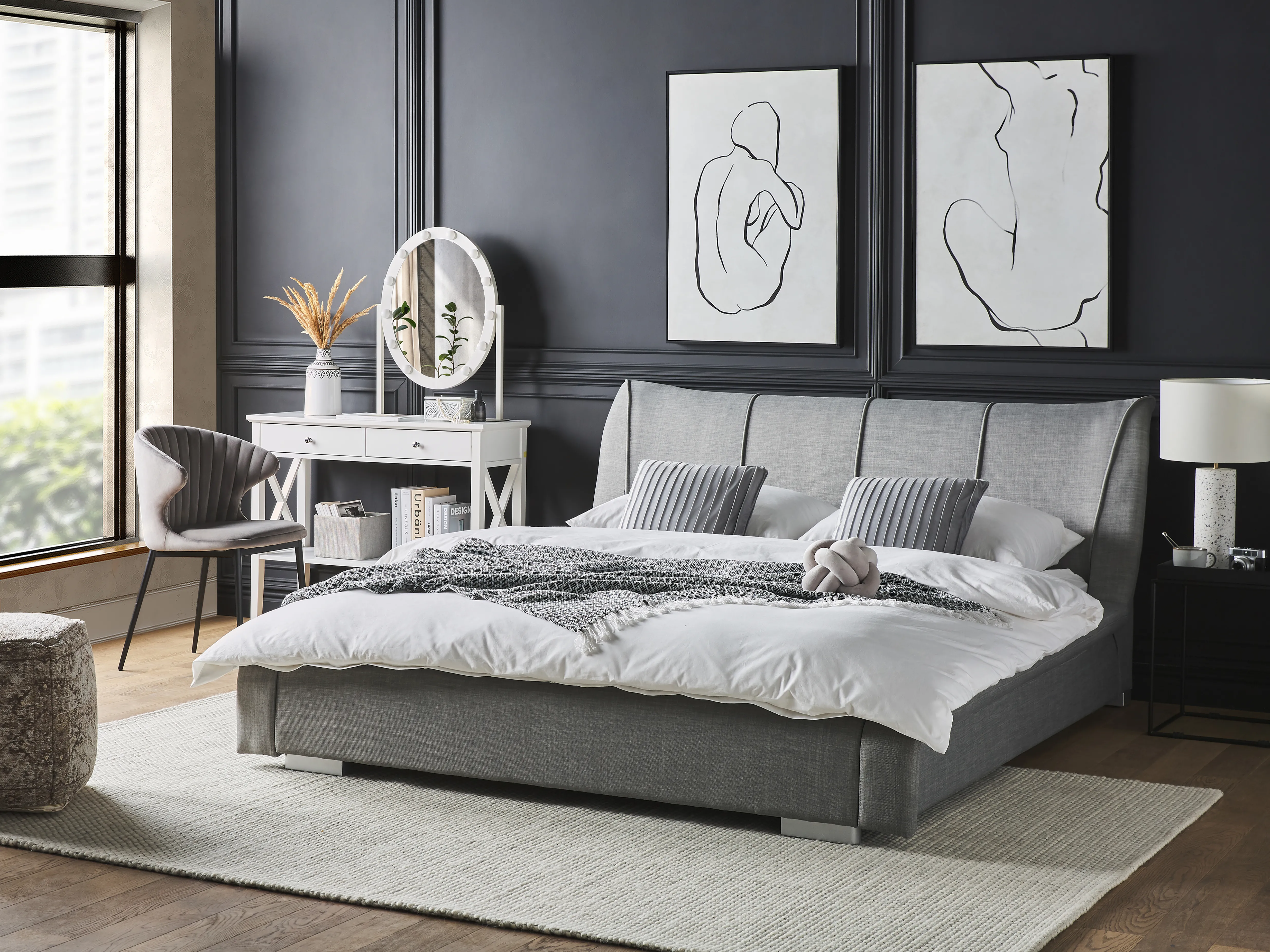 Bed Fabric NANTES 180 x 200 cm (EU Super King) Light Grey