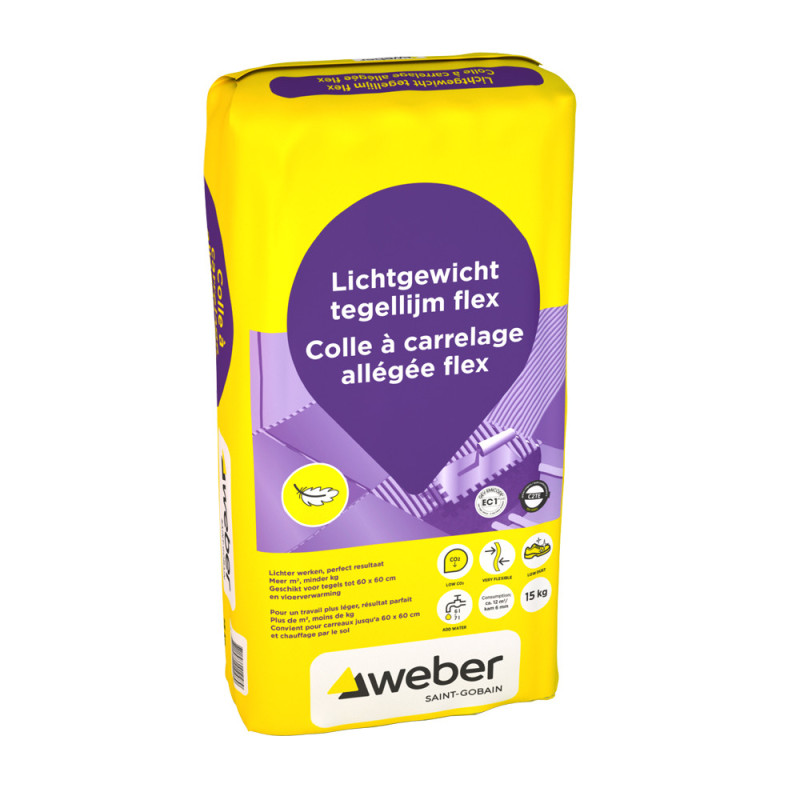Colle pour carrelage allégée Flex grise 15 kg WEBER BEAMIX