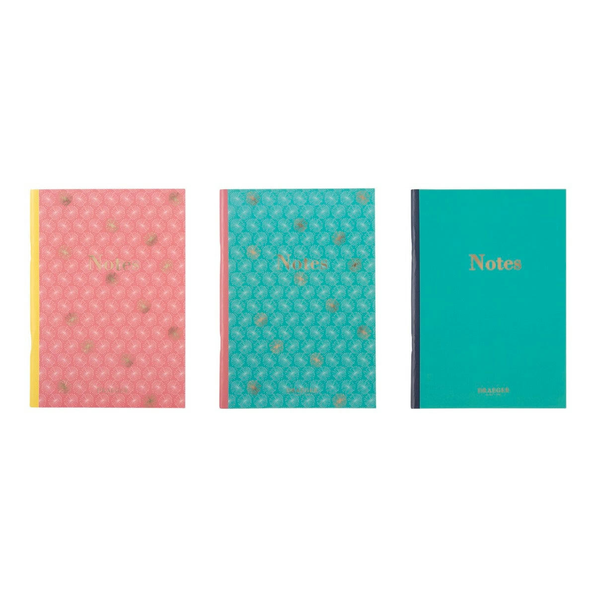 - Lot De 3 Carnets A5 Lignés - Rose, Vert