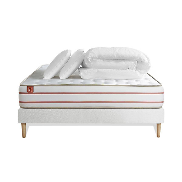 Pack sommier kit matelasMémoire de forme avec couette et oreillers