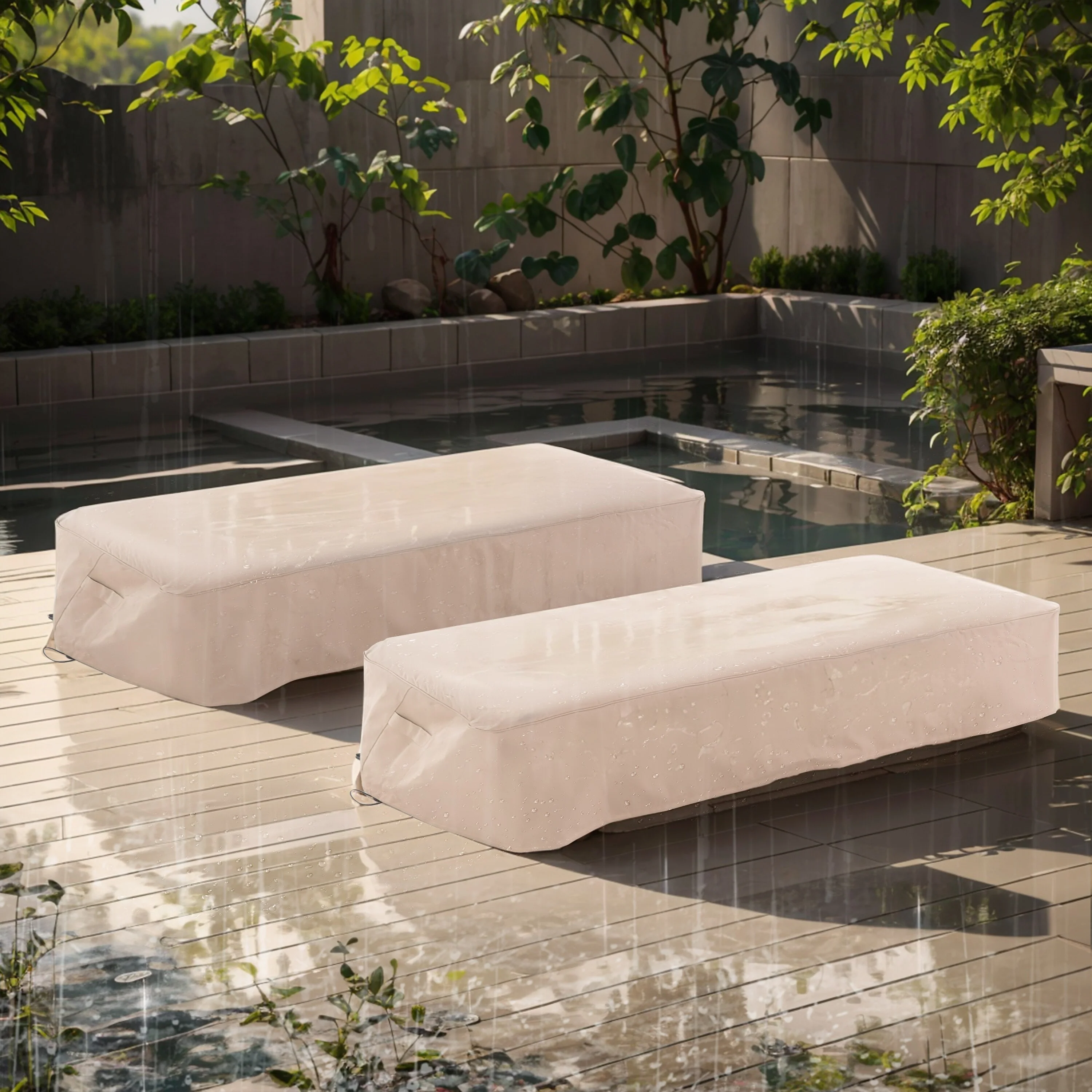 Shield Outdoor Waterproof Fabric Lounge Patio Cover (Set of 2) by Christopher Knight Home